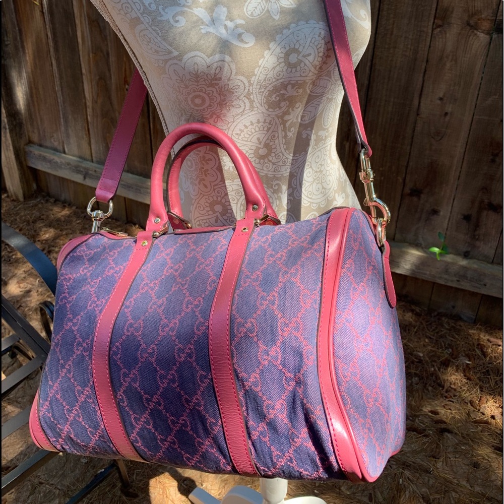 GUCCI Speedy Dark Pink Pearl Leather w/ Pale Denim